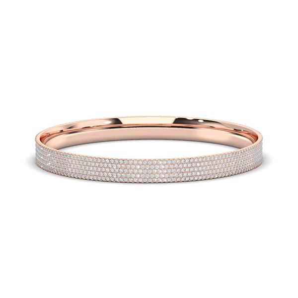 Picture of Round Brilliant Cut 6.00 Ct Lab Grown Diamond  Five lines Bangle in Solid Gold For Women