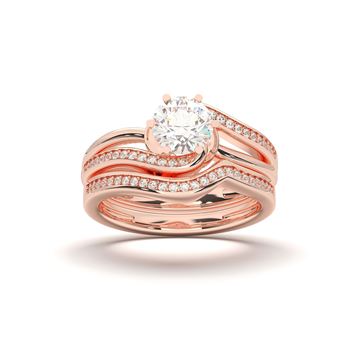 Picture of 1.15 Ct Round Brilliant Cut Lab Grown Diamond Bridal Set in Solid Gold for Women