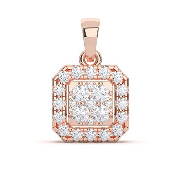 Picture of Round Brilliant Cut 0.45 Ct Lab Grown Diamond Halo Pendant in Solid Gold for Women
