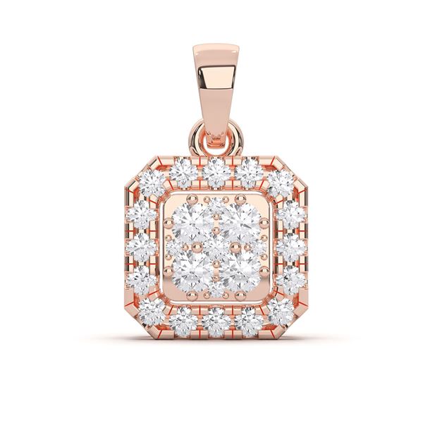 Picture of Round Brilliant Cut 0.45 Ct Lab Grown Diamond Halo Pendant in Solid Gold for Women