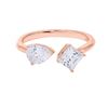 Picture of 1.50 Ct Pear Cut & Cushion Cut Lab Grown Diamond 2 Stone Engagement Ring in Solid Gold for Women