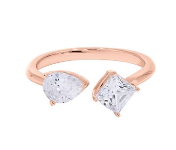 Picture of 1.50 Ct Pear Cut & Cushion Cut Lab Grown Diamond 2 Stone Engagement Ring in Solid Gold for Women