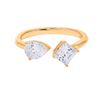 Picture of 1.50 Ct Pear Cut & Cushion Cut Lab Grown Diamond 2 Stone Engagement Ring in Solid Gold for Women