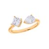 Picture of 1.50 Ct Pear Cut & Cushion Cut Lab Grown Diamond 2 Stone Engagement Ring in Solid Gold for Women