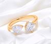 Picture of 1.50 Ct Pear Cut & Cushion Cut Lab Grown Diamond 2 Stone Engagement Ring in Solid Gold for Women