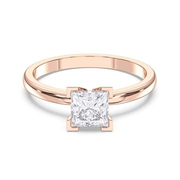 Picture of 1.00 Ct Princess Cut Lab Grown Diamond Solitaire Ring in Solid Gold for Women