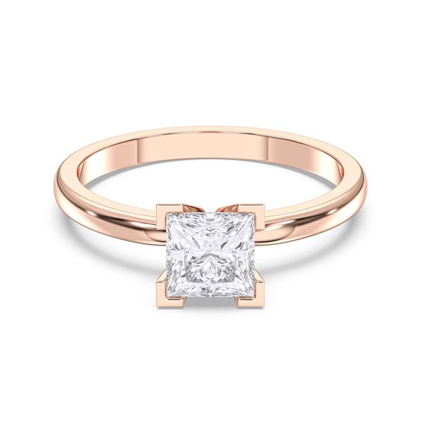 Picture of 1.00 Ct Princess Cut Lab Grown Diamond Solitaire Ring in Solid Gold for Women