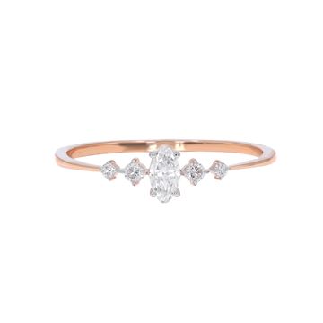 Picture of 0.22 Ct Lab Grown Diamond Engagement Ring with Marquise Center Stone in Solid Gold for Women