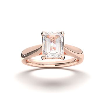 Picture of Emarald Cut 1.00 Ct Lab Grown Diamond Solitaire Ring in Solid Gold For Women