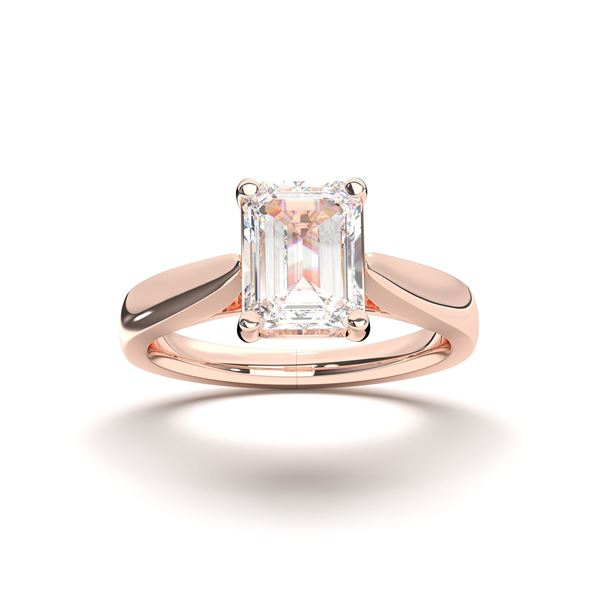 Picture of Emarald Cut 1.00 Ct Lab Grown Diamond Solitaire Ring in Solid Gold For Women