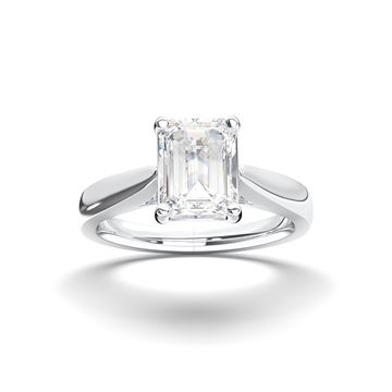 Picture of Emarald Cut 3.00 Ct Lab Grown Diamond Solitaire Ring in Solid Gold For Women