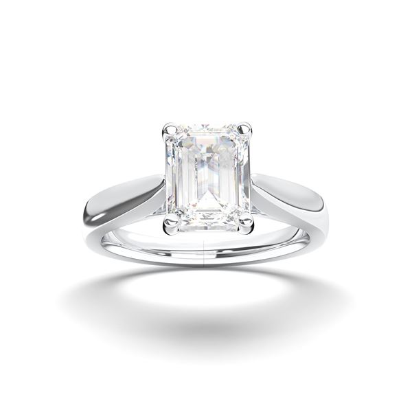 Picture of Emarald Cut 3.00 Ct Lab Grown Diamond Solitaire Ring in Solid Gold For Women