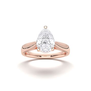 Picture of Pear Cut 1.00 Ct Lab Grown Diamond Solitaire Ring in Solid Gold For Women