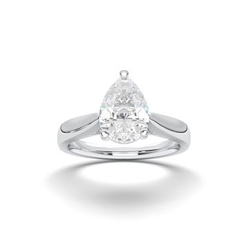 Picture of Pear Cut 3.00 Ct Lab Grown Diamond Solitaire Ring in Solid Gold For Women