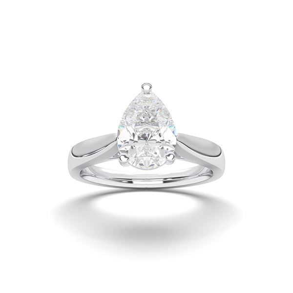 Picture of Pear Cut 3.00 Ct Lab Grown Diamond Solitaire Ring in Solid Gold For Women
