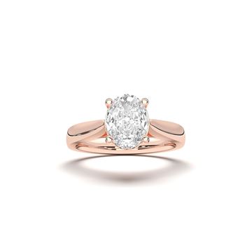 Picture of Oval Cut 1.00 Ct Lab Grown Diamond Solitaire Ring in Solid Gold For Women