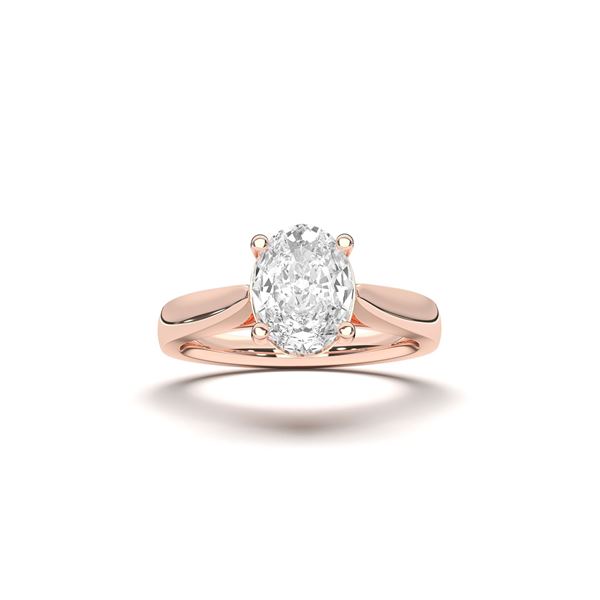 Picture of Oval Cut 1.00 Ct Lab Grown Diamond Solitaire Ring in Solid Gold For Women