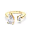 Picture of Pear Cut & Half Moon Cut 2.15 Ct Lab Grown Diamond Two Stone Engagement Ring in Solid Gold For Women