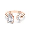 Picture of Pear Cut & Half Moon Cut 2.15 Ct Lab Grown Diamond Two Stone Engagement Ring in Solid Gold For Women