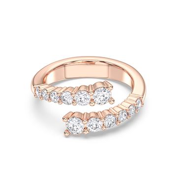 Picture of Round Brilliant Cut Shape 1.00 Ct Lab Grown Diamond  Bypass Engagement Ring in Solid Gold for Women