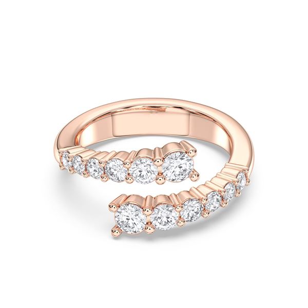 Picture of Round Brilliant Cut Shape 1.00 Ct Lab Grown Diamond  Bypass Engagement Ring in Solid Gold for Women