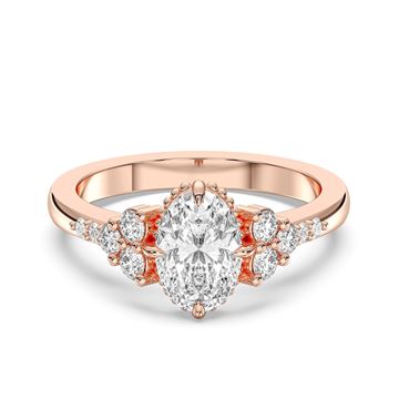 Picture of Oval Cut & Round Brilliant Cut 1.25 Ct Lab Grown Diamond Engagement Ring in Solid Gold For Women