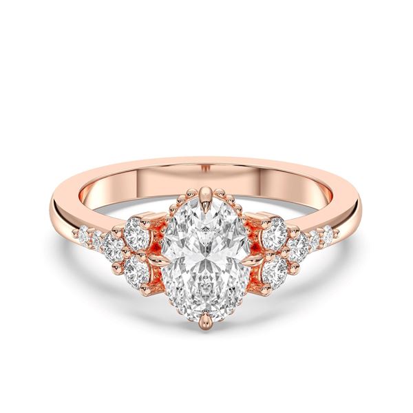 Picture of Oval Cut & Round Brilliant Cut 1.25 Ct Lab Grown Diamond Engagement Ring in Solid Gold For Women