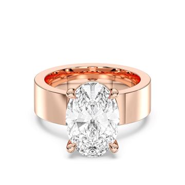 Picture of Oval Cut 3.70 Ct Lab Grown Diamond Solitaire Ring in Solid Gold For Women