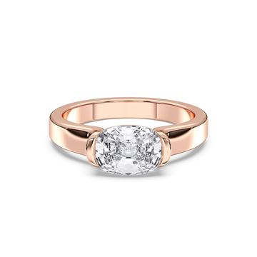 Picture of Cushion Cut & Round Brilliant Cut 2.05 Ct Lab Grown Diamond Bar Setting Solitaire Engagement Ring in Solid Gold For Women