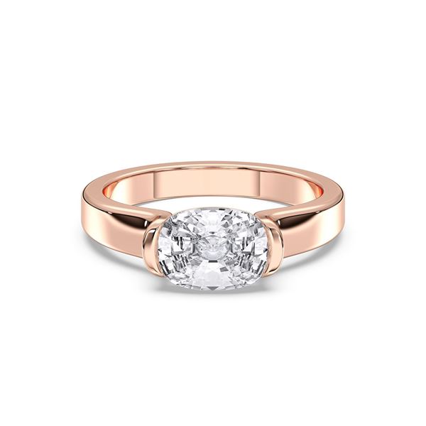Picture of Cushion Cut & Round Brilliant Cut 2.05 Ct Lab Grown Diamond Bar Setting Solitaire Engagement Ring in Solid Gold For Women