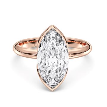 Picture of Marquise Cut 3.10 Ct Lab Grown Diamond Bezel Setting Solitaire Ring in Solid Gold For Women