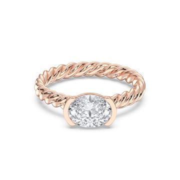 Picture of Oval Cut & Round Brilliant Cut 2.05 Carat Lab Grown Diamond Solitaire Ring in Solid Gold For Women
