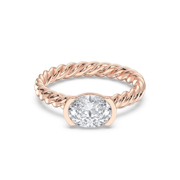 Picture of Oval Cut & Round Brilliant Cut 2.05 Carat Lab Grown Diamond Solitaire Ring in Solid Gold For Women