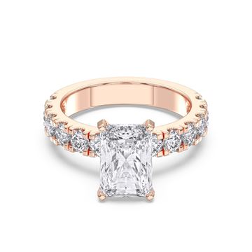 Picture of 3.00 Ct Radiant Cut & Round Brilliant Cut Lab-Grown Diamond Engagement Ring in Solid Gold For Women