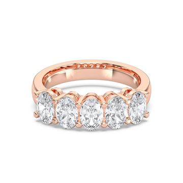 Picture of 1.50 Ct Oval Cut Lab-Grown Diamond 5-Stone Wedding Band in Solid Gold For Women