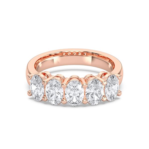 Picture of 1.50 Ct Oval Cut Lab-Grown Diamond 5-Stone Wedding Band in Solid Gold For Women