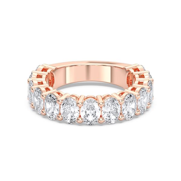 Picture of 3.40 Ct Oval Cut Lab-Grown Diamond Half Eternity Wedding Band in Solid Gold For Women