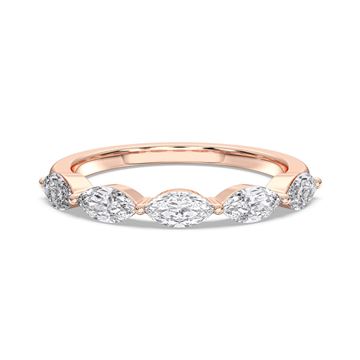Picture of 1.00 Ct Marquise Cut Lab-Grown Diamond 5-Stone Wedding Band in Solid Gold For Women