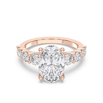 Picture of 5.10 Ct Oval Cut & Round Brilliant Cut Lab-Grown Diamond Engagement Ring in Solid Gold For Women