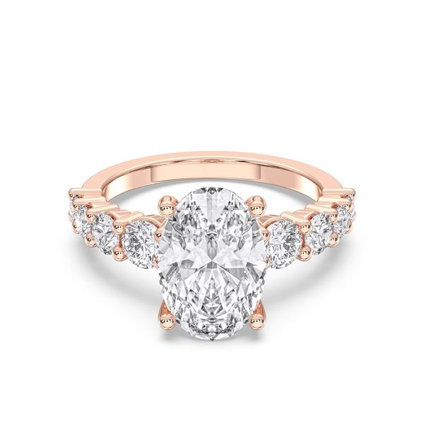 Picture of 5.10 Ct Oval Cut & Round Brilliant Cut Lab-Grown Diamond Engagement Ring in Solid Gold For Women