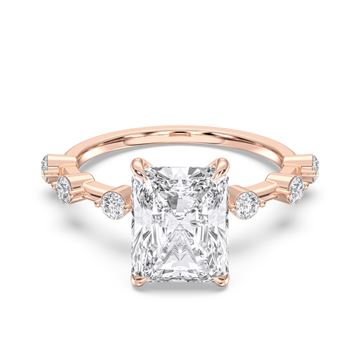 Picture of 4.35 Ct Radiant Cut & Round Brilliant Cut Lab-Grown Diamond Engagement Ring in Solid Gold For Women