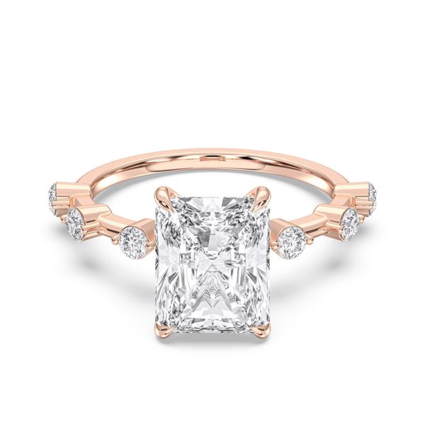 Picture of 4.35 Ct Radiant Cut & Round Brilliant Cut Lab-Grown Diamond Engagement Ring in Solid Gold For Women