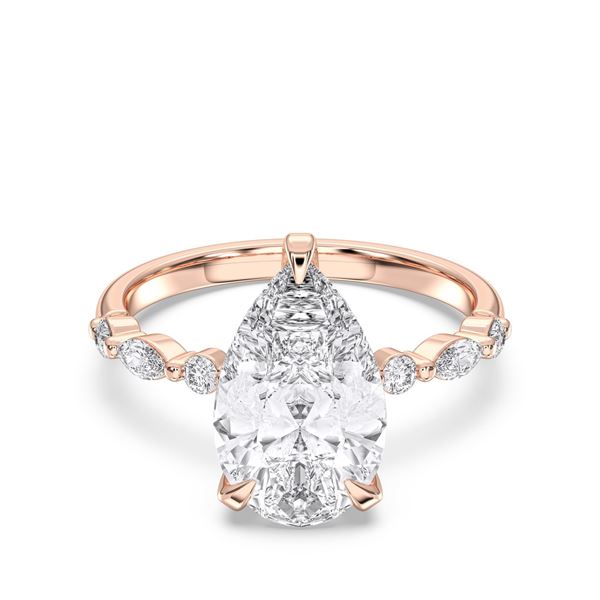 Picture of 4.25 Ct Pear, Marquise Cut & Round Brilliant Cut Lab-Grown Diamond Engagement Ring in Solid Gold For Women