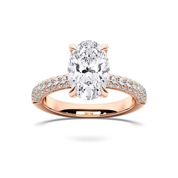 Picture of 3.70 Ct Oval Cut & Round Brilliant Cut Lab-Grown Diamond Engagement Ring in Solid Gold For Women