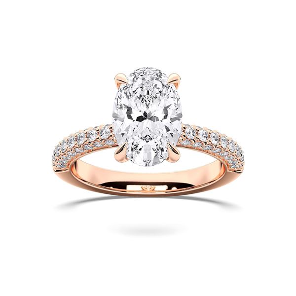 Picture of 3.70 Ct Oval Cut & Round Brilliant Cut Lab-Grown Diamond Engagement Ring in Solid Gold For Women