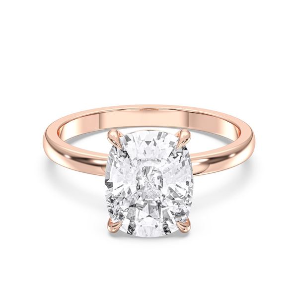 Picture of 4.00 Ct Cushion Cut Lab Grown Diamond Solitaire Ring in Solid Gold For Women