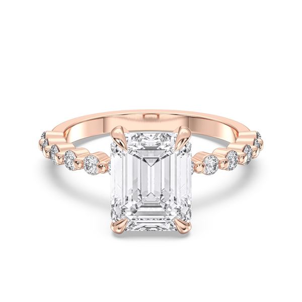 Picture of 4.40 Ct Emerald Cut & Round Brilliant Cut Lab-Grown Diamond Engagement Ring in Solid Gold For Women