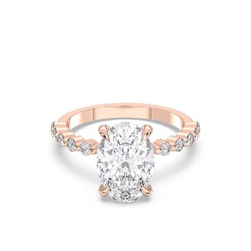 Picture of 4.40 Ct Oval Cut & Round Brilliant Cut Lab-Grown Diamond Engagement Ring in Solid Gold For Women