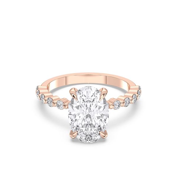 Picture of 4.40 Ct Oval Cut & Round Brilliant Cut Lab-Grown Diamond Engagement Ring in Solid Gold For Women