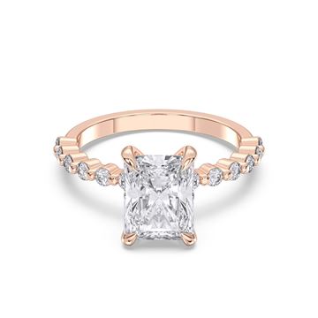Picture of 4.40 Ct Radiant Cut & Round Brilliant Cut Lab-Grown Diamond Engagement Ring in Solid Gold For Women